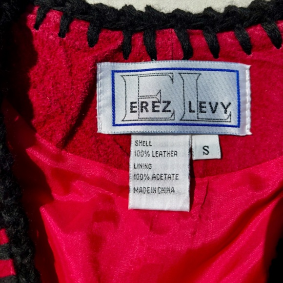 Vintage 80s Red Suede Leather Vest Boho Western Festival Style by Erez Levy Sm - Picture 7 of 9